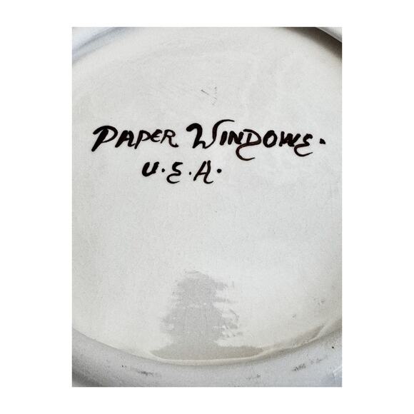 Vintage Rare Paper Windows Cream Perforated Rosebud Decorative Plate - Picture 10 of 10